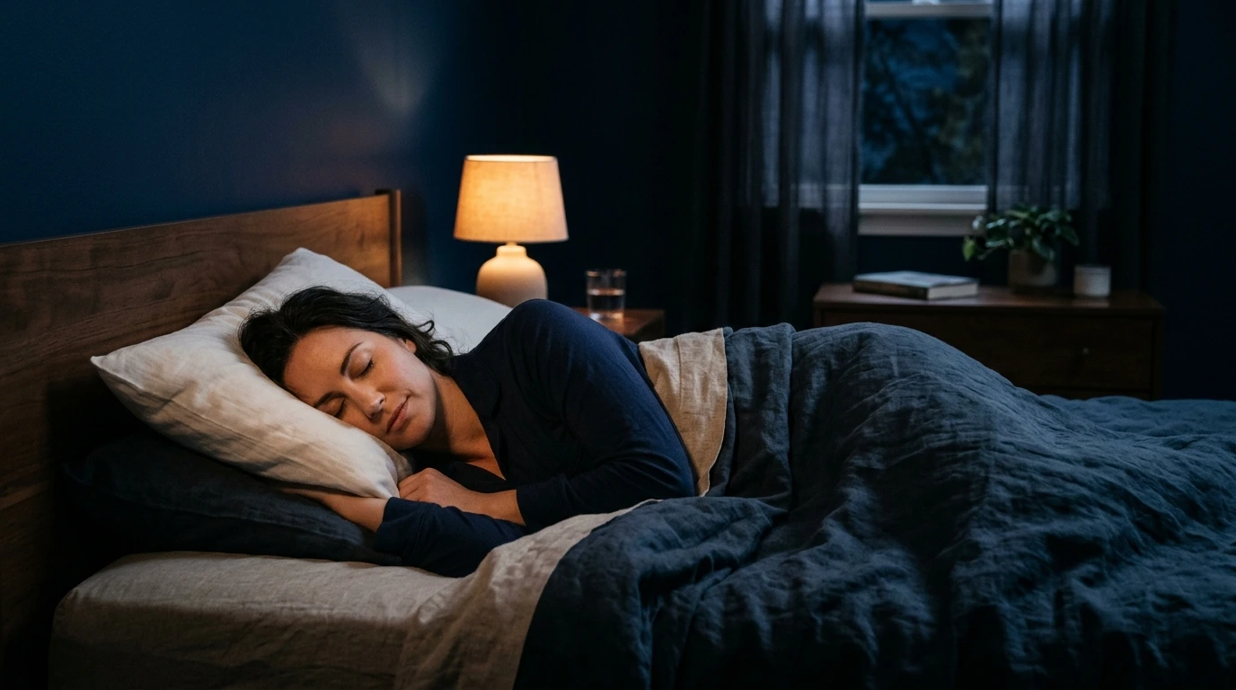 Personne endormie paisiblement dans une chambre tamisée la nuit
