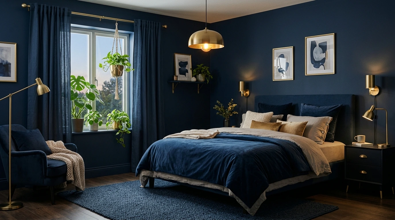 Chambre cocooning apaisante éclairée d'une lumière chaude