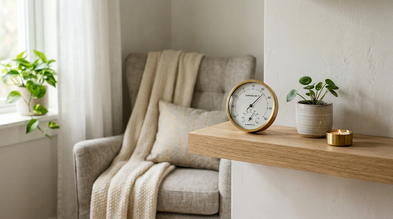 Ambiance de chambre fraîche avec thermomètre d'intérieur