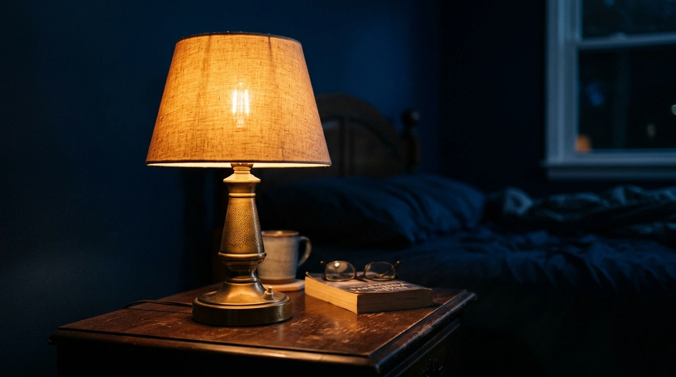 Lampe de chevet diffusant une lumière chaude tamisée