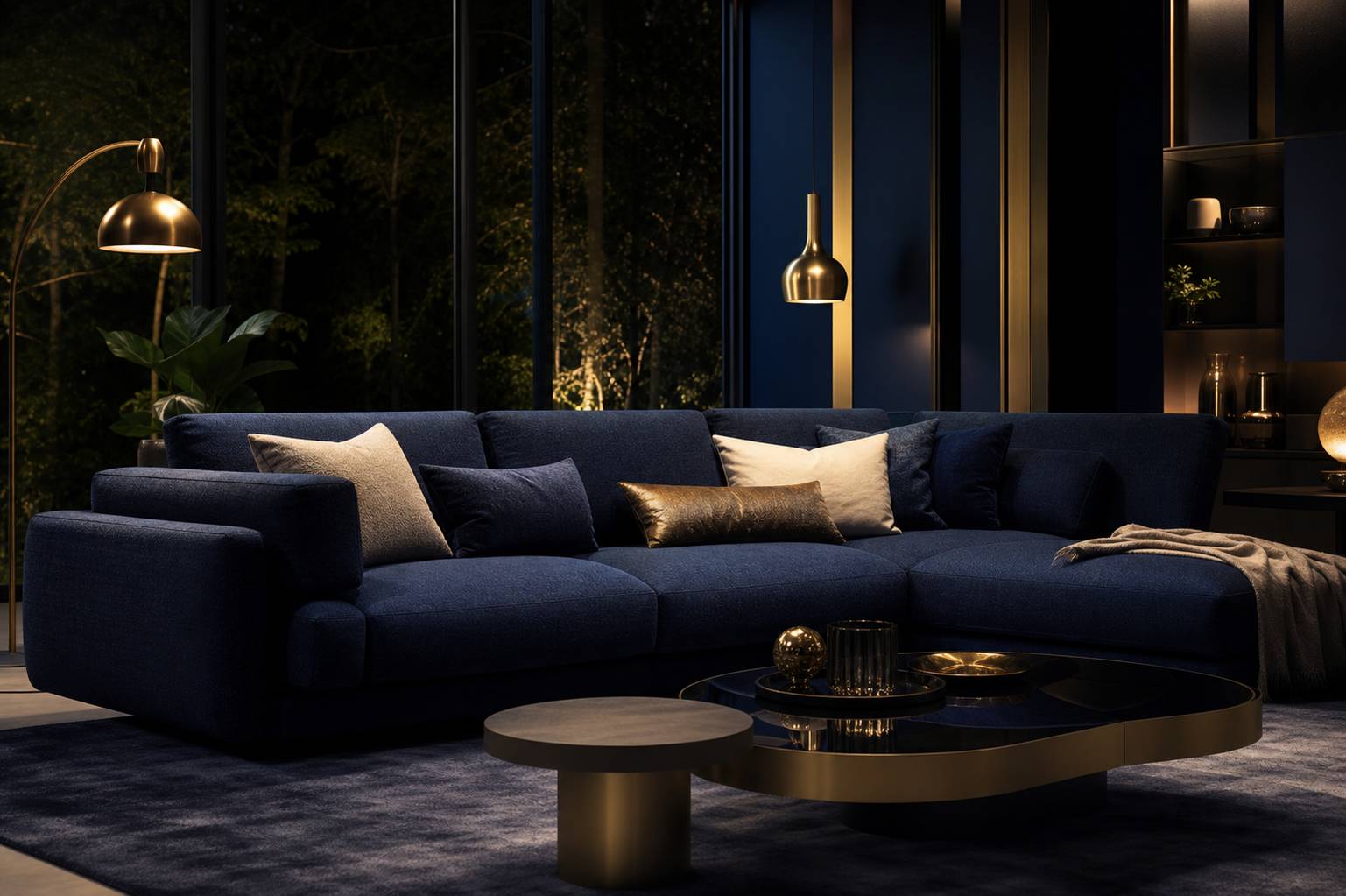 Canape panoramique design assises confortables tissu elegant salon moderne