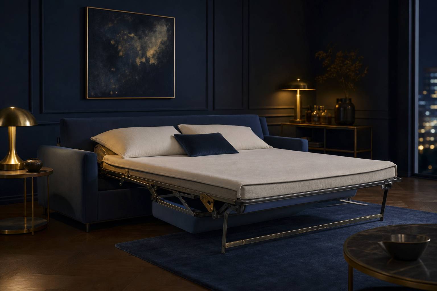 Lit banquette convertible mecanisme de transformation canape-lit ouvert