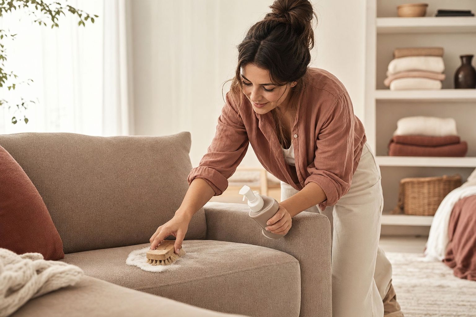 Guide pratique pour nettoyer efficacement un canapé en tissu non déhoussable - illustration article