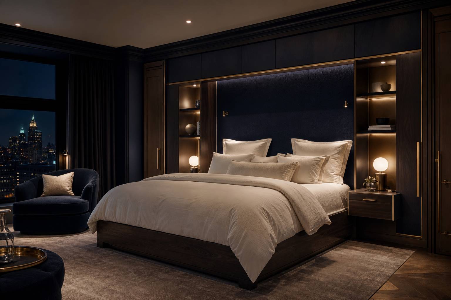 Lit pont vue d'ensemble structure bois et métal literie blanche chambre design cosy