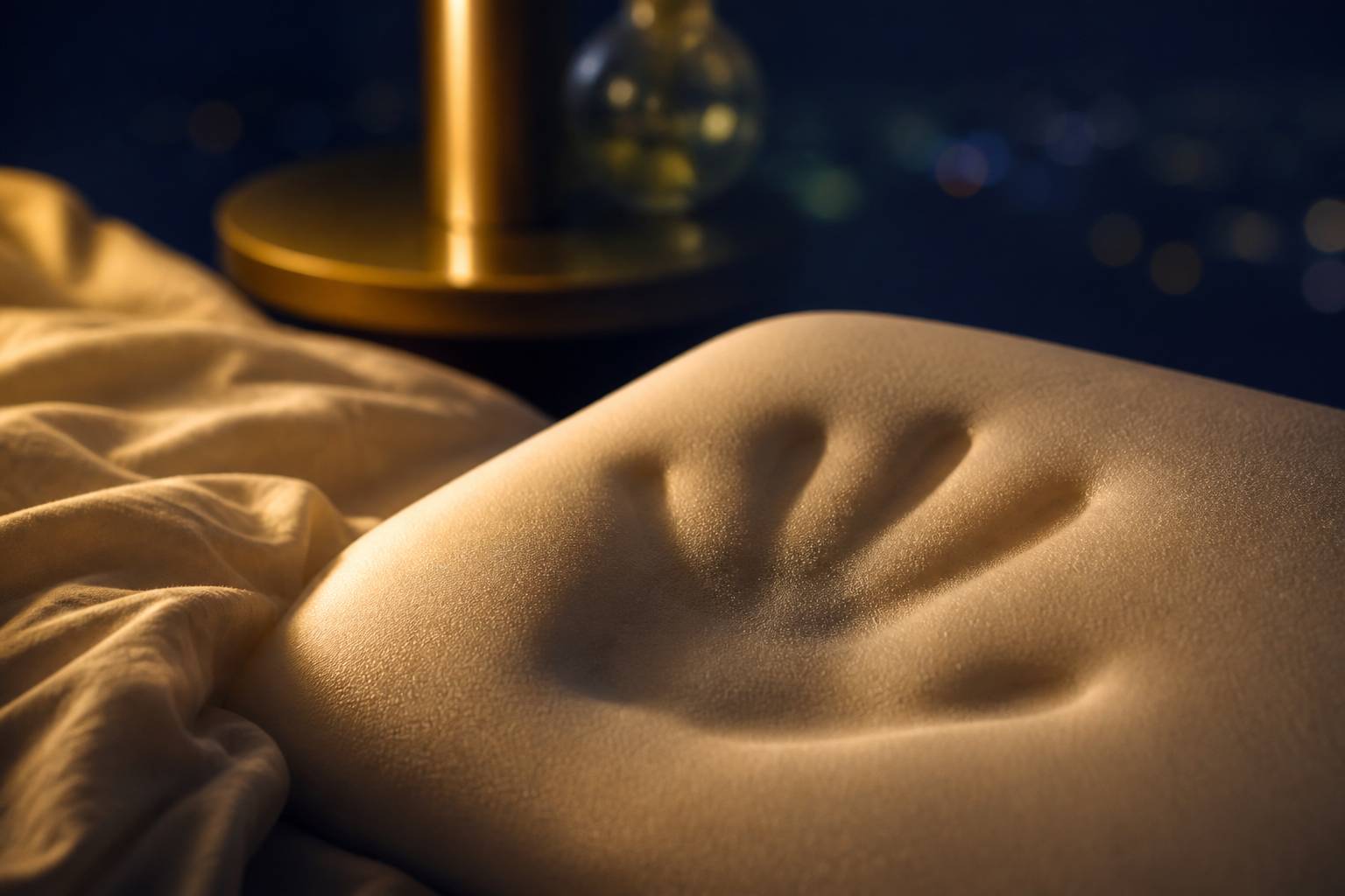 Surface d'un oreiller en mousse mémoire de forme gardant une empreinte