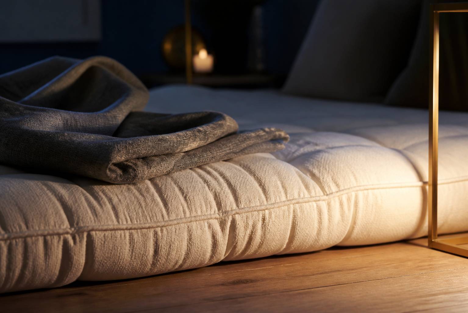 Texture de futon en coton avec couverture en lin