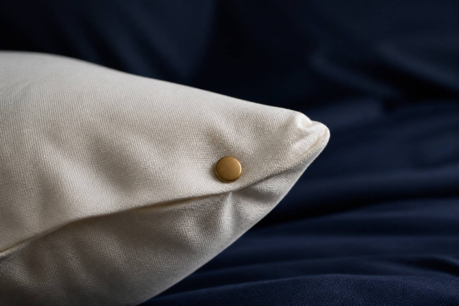 Gros plan du tissu en coton d'une taie d'oreiller avec des plis nets