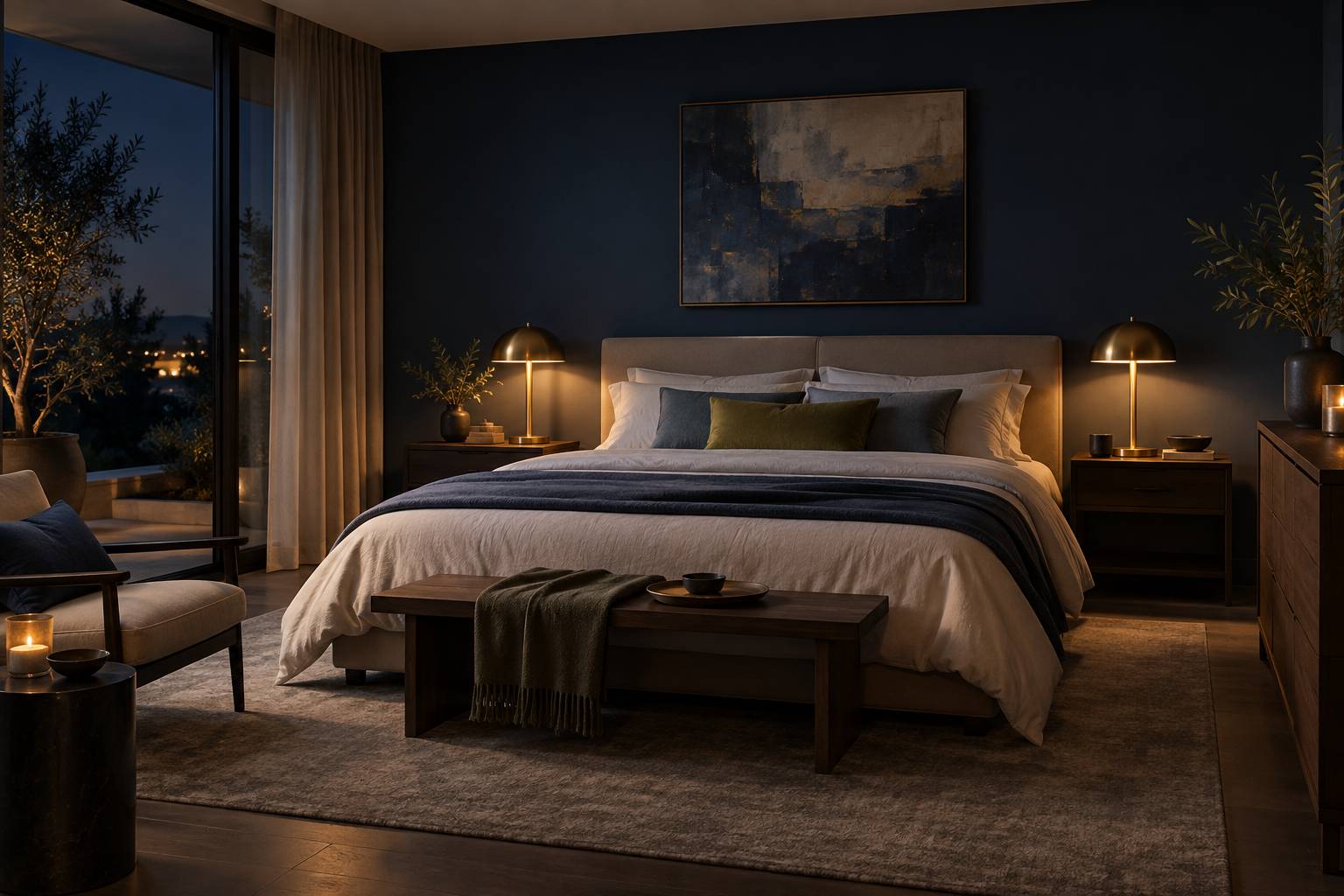 Illustration éditoriale du sujet : Idée couleur chambre adulte zen : 12 teintes apaisantes pour mieux dormir
