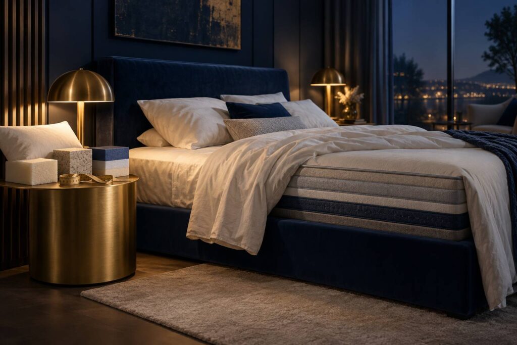 Illustration éditoriale du sujet : Matelas 160x200 ferme : comment choisir le bon niveau de fermeté