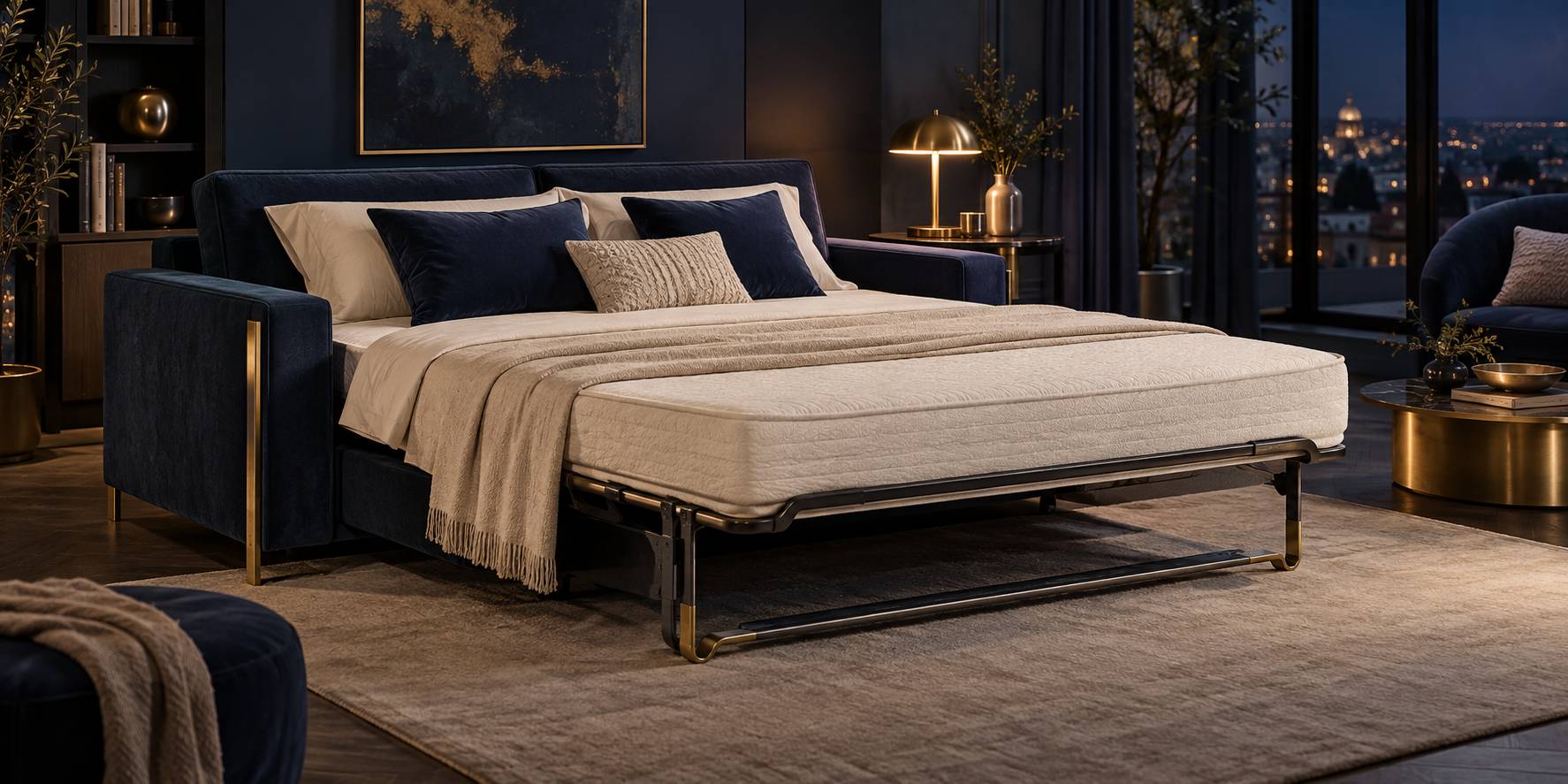 Illustration éditoriale du sujet : Matelas pour canapé convertible : quelle épaisseur pour bien dormir ?